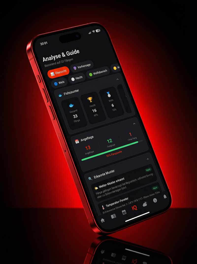 HookIQ Analyse & Guide — Fishcounter, Angeltage und erkannte Muster